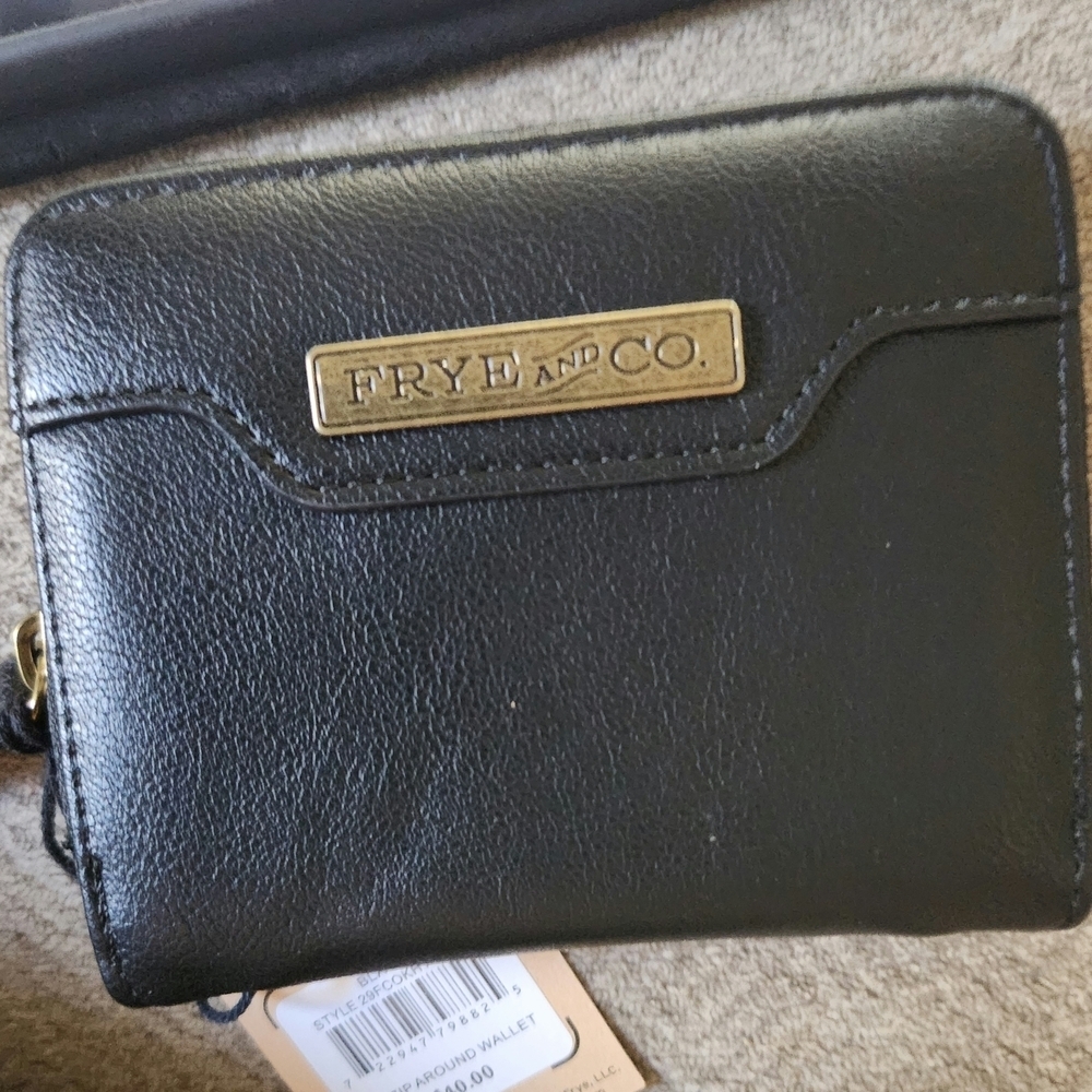 FRYE AND CO. Black Wallet with Gold Logo
